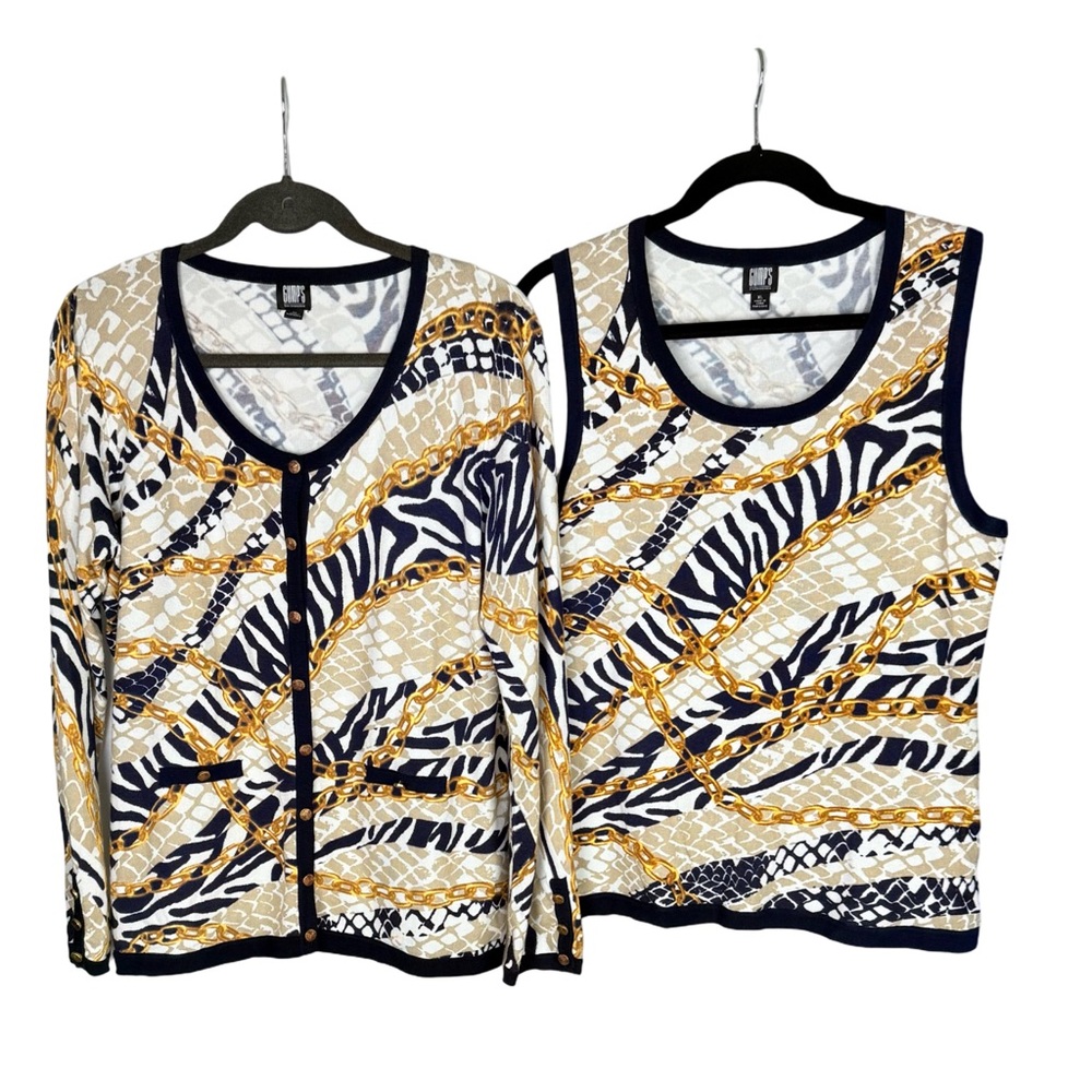 Vintage Gump’s Cardigan Tank Sweater Set Old money Country Club Resortwear
